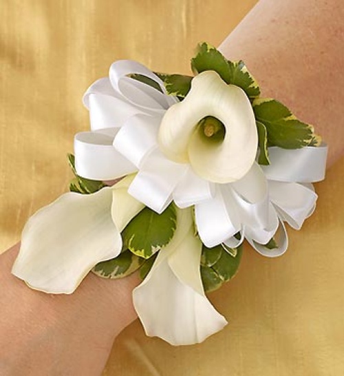 All White Calla Lilies Corsage