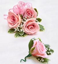 Pink Rose Corsage & Boutonniere